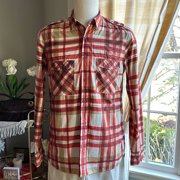 Burberry Brit Men's Nova Check Plaid Long Sleeve Button Down Shirt - Picture 2 of 5